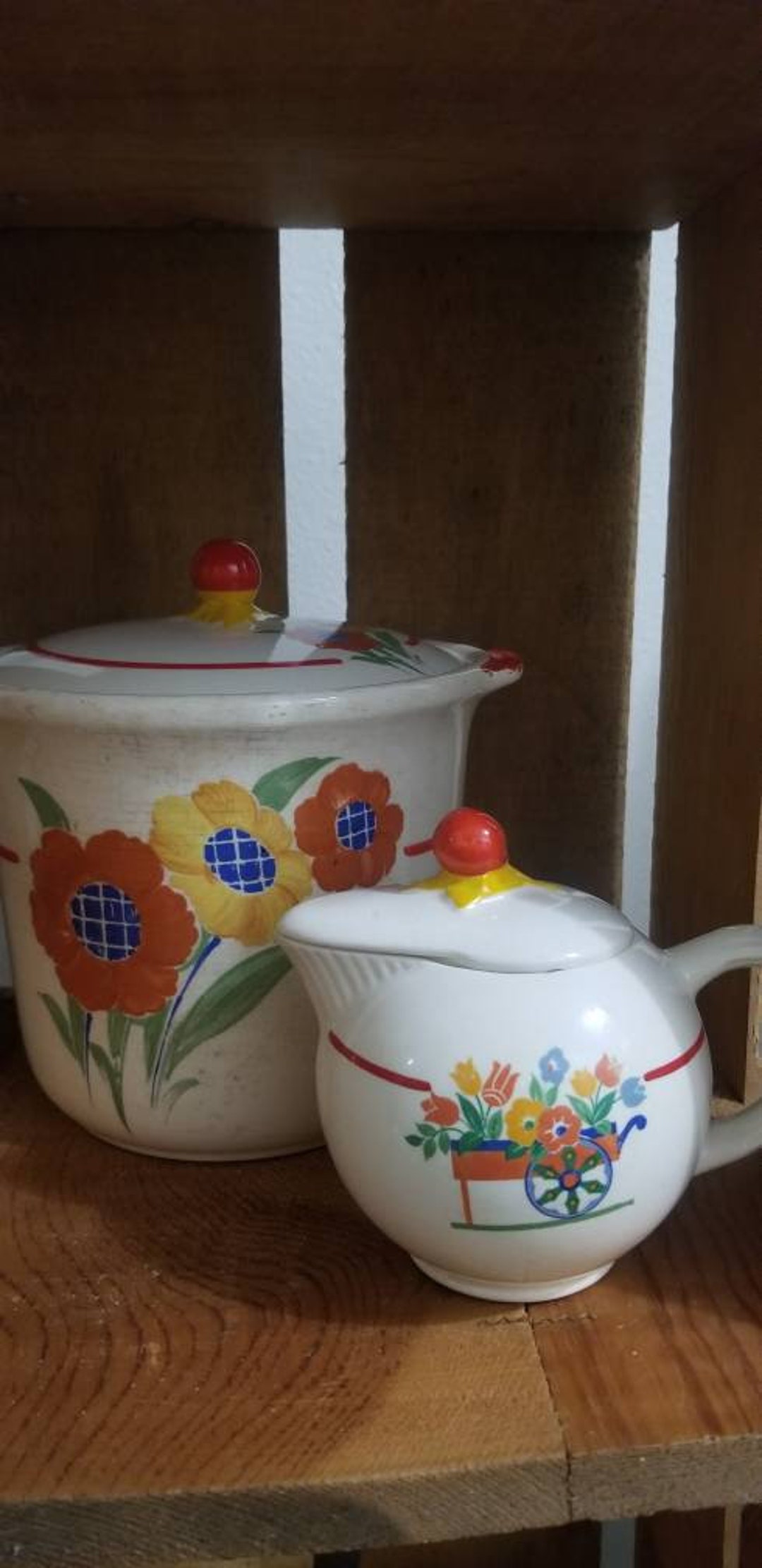 Pottery Guild Hostess Ware Canister With Lid Rare Antique 1940s