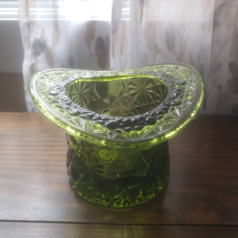 Daisy Deep Green Fenton Glass Top Hat Vintage Seasonal Decor Etsy