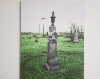 Arte su tela del cimitero - Erba verde e lapide in marmo - Fotografia su tela
