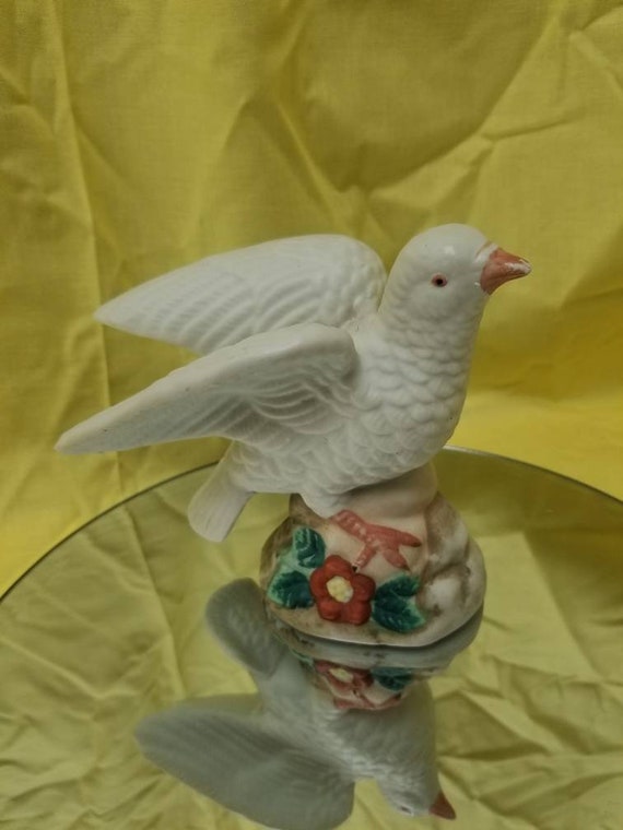 ヴィンテージ磁器ガラス鳩 - 白い鳥の置物 - Etsy 日本