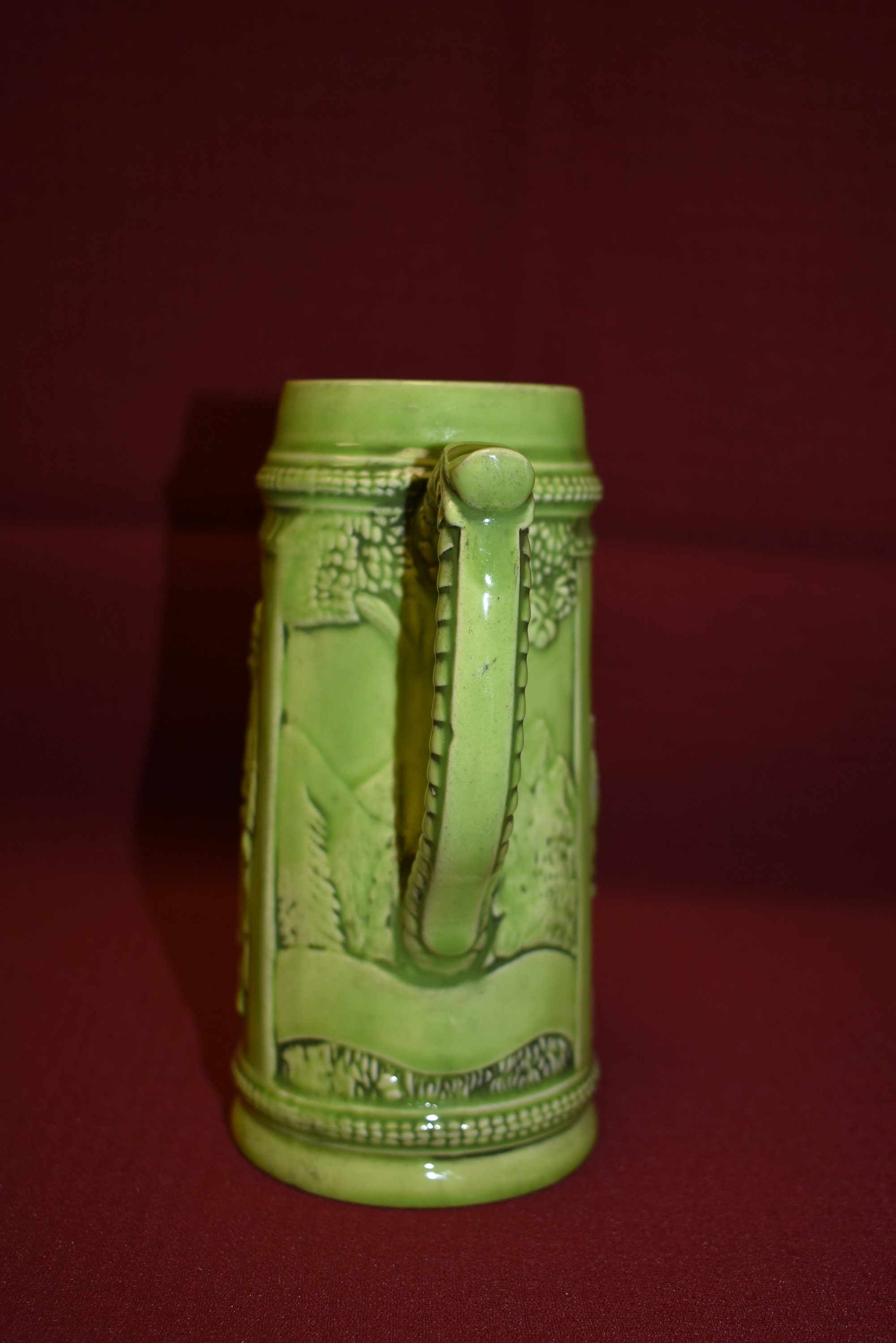 Bright Lime Green Ceramic Beer Stein Antique Vintage Spring Etsy