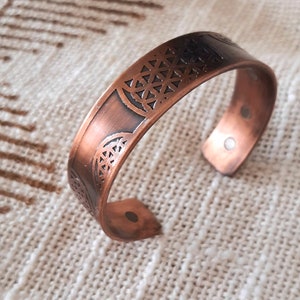 Copper bracelet and magnets, Men's and Women's copper and gold bangles, Healing jewelry, healing bracelets, Men's ethnic jewelry image 1