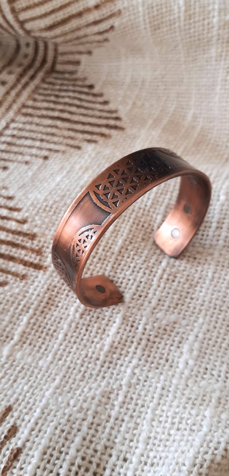 Copper bracelet and magnets, Men's and Women's copper and gold bangles, Healing jewelry, healing bracelets, Men's ethnic jewelry image 1