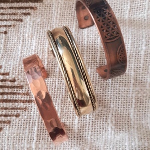 Copper bracelet and magnets, Men's and Women's copper and gold bangles, Healing jewelry, healing bracelets, Men's ethnic jewelry image 6