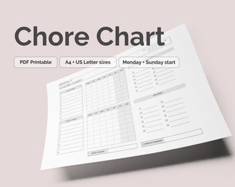 chore chart husband and wife Chore Chart Printable | A4 + US Letter Sizes | Family Chore Chart | Reward Chart