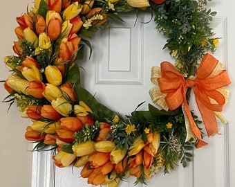 Orange and yellow fall wreath