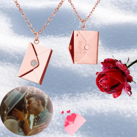 Personalized Photo Envelope Necklace: Sterling Silver Love Letter - Main Image