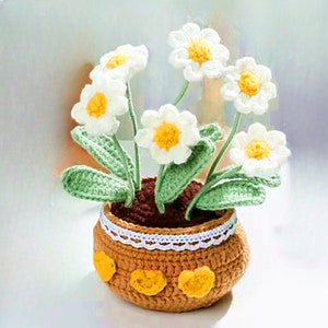 Crochet Daisy Flower Pot Pattern: Divorce Gift (PDF Pattern)