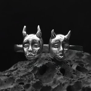 Asymmetrical demon ring, Halloween punk style ring, personality ring