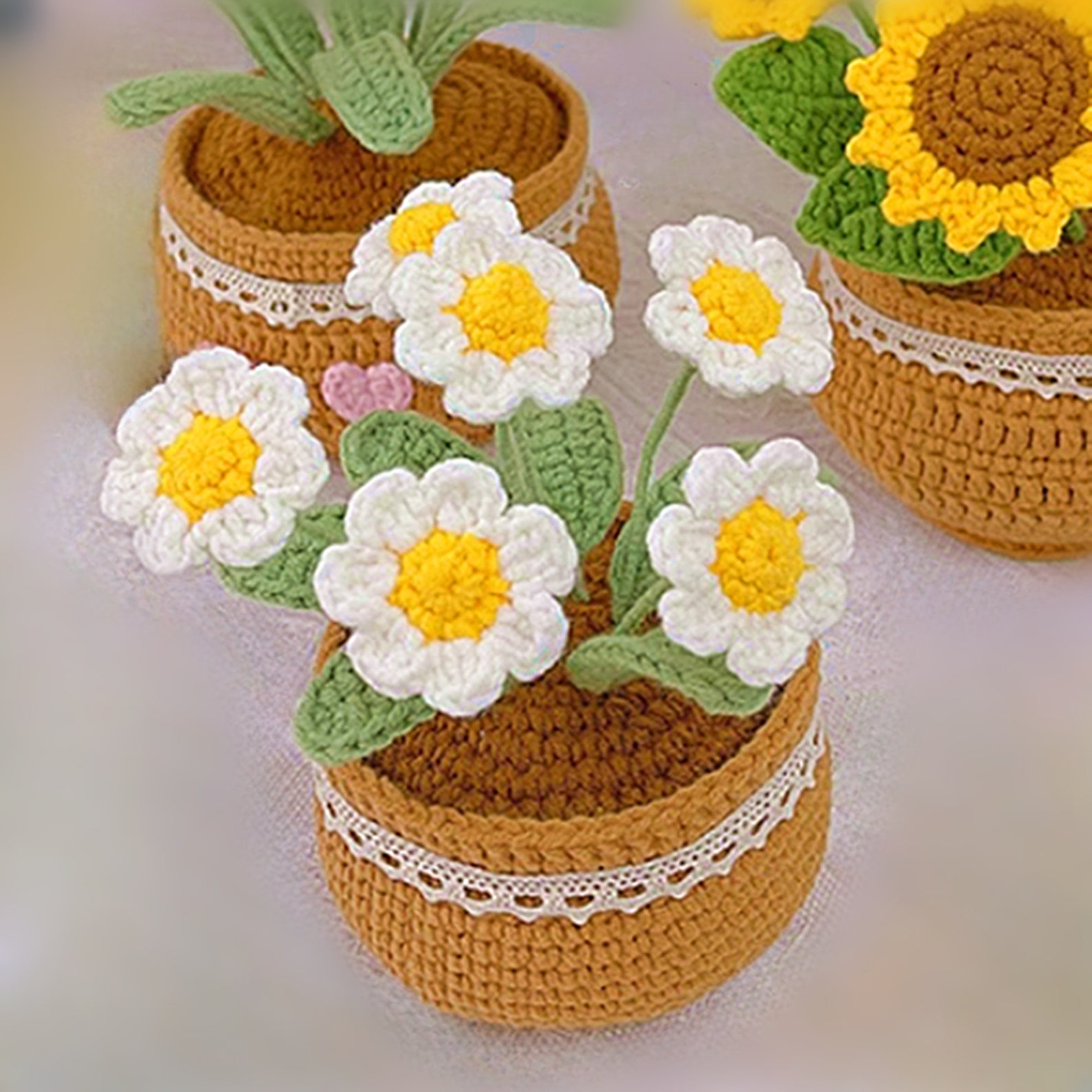 13+ Crochet Flower Pot Pattern Crochet Daisy Flower Pot Pattern: Divorce Gift (PDF Pattern) - Etsy
