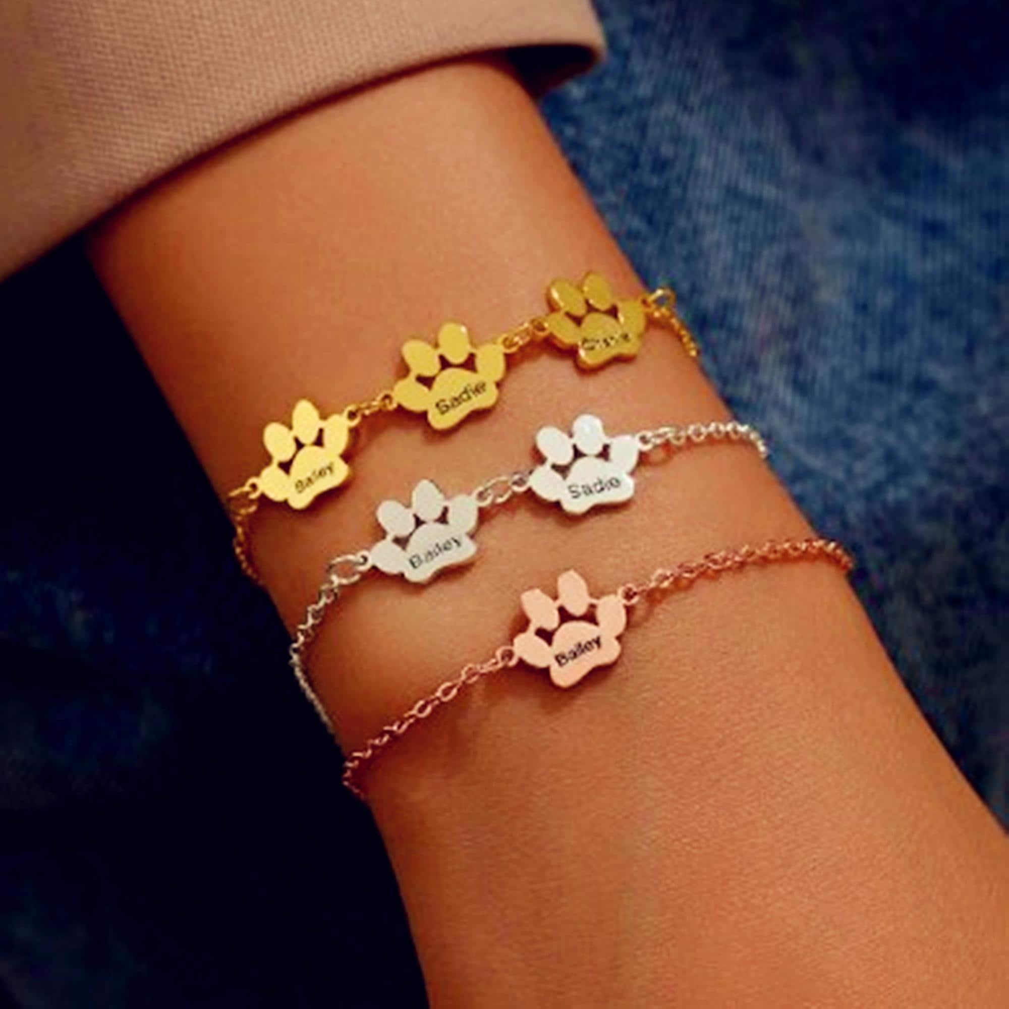 Engraved Paw Print Bracelet: Sterling Silver Pet Memorial Jewelry - Etsy