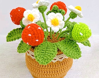 Strawberry Pot Plant Crochet Pattern: Bouquet DIY (PDF Pattern)
