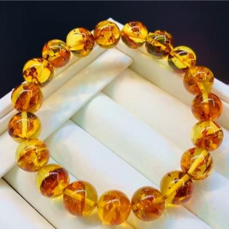 About 10.2mm Natural Fine Flower Amber Bracelet, Certification ...