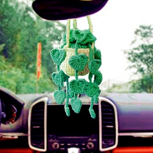 Pothos Hanging Basket Crochet Pattern: Car Plant PDF (English