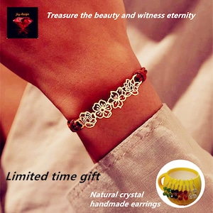 18K Gold Birth Flower Bracelet: Personalized Sterling Silver Jewelry