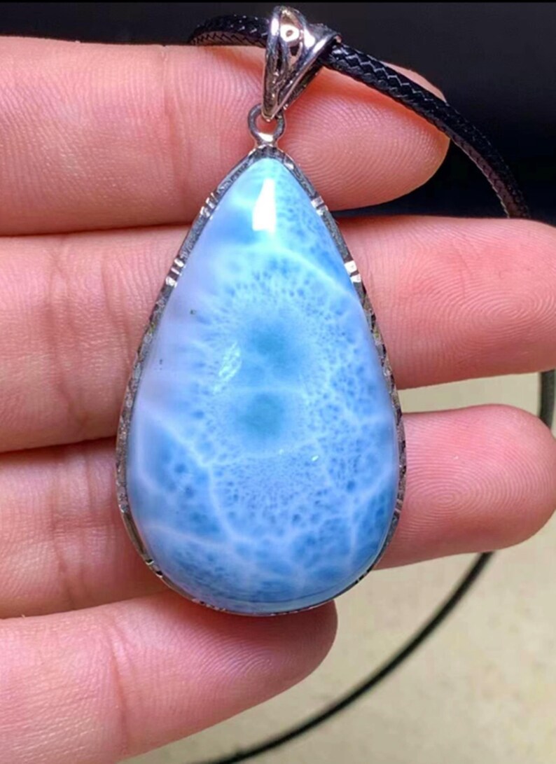 Special Price 21.536mm Natural Dominican Sea Stone Pendant, 925 Silver