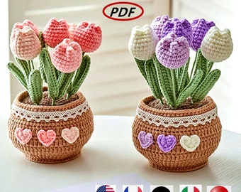 Modelli Amigurumi all'uncinetto con tulipani / Guida PDF al divertimento floreale fatto a mano