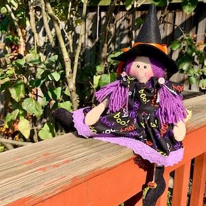 Halloween, Witch Cloth Doll, Handmade, Good Witch, Gift, Halloween, OOAK cloth doll
