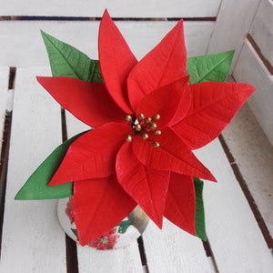 Red poinsettia hair pin Red wedding hairpiece Red Christmas flower headpiece Christmas gift for her