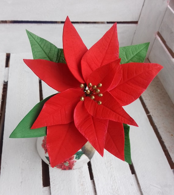 Rote Poinsettia Haarnadel Rote Hochzeit Haarschmuck Rote Weihnachtsblume Haarschmuck Weihnachtsgeschenk für Sie