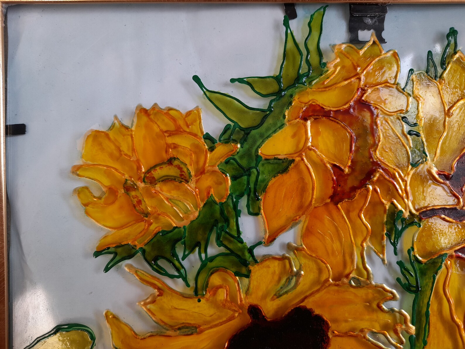 Sunflowers Stained Glass Painting Wall Art Original Art Etsy