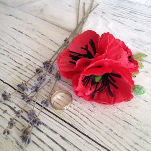 Red faux poppy bridal hair clip / brooch Red flower wedding headpiece Red bridal hairpiece