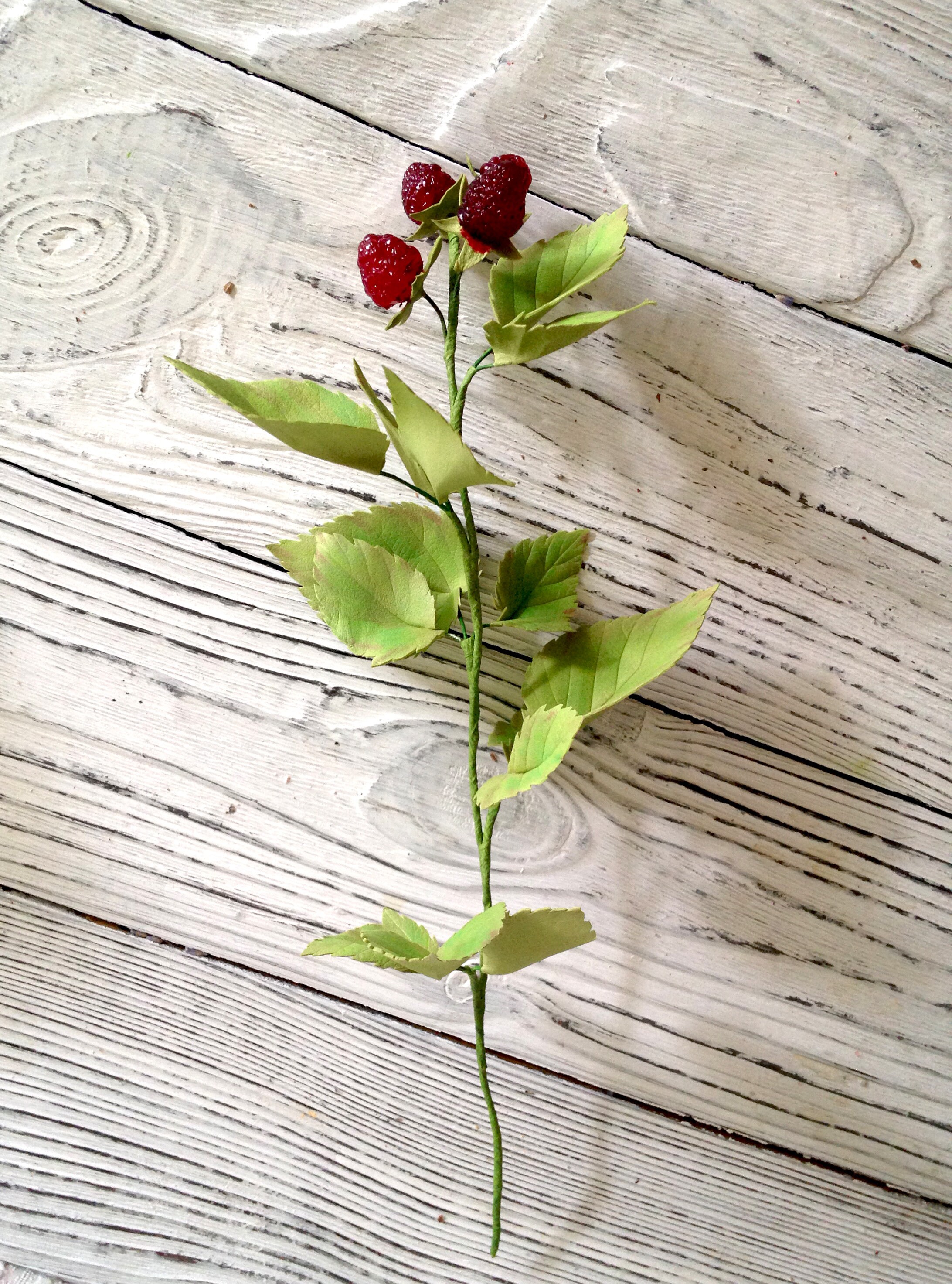Artificial Raspberry Stem Red Berry Stem Faux Raspberry Branch Table ...