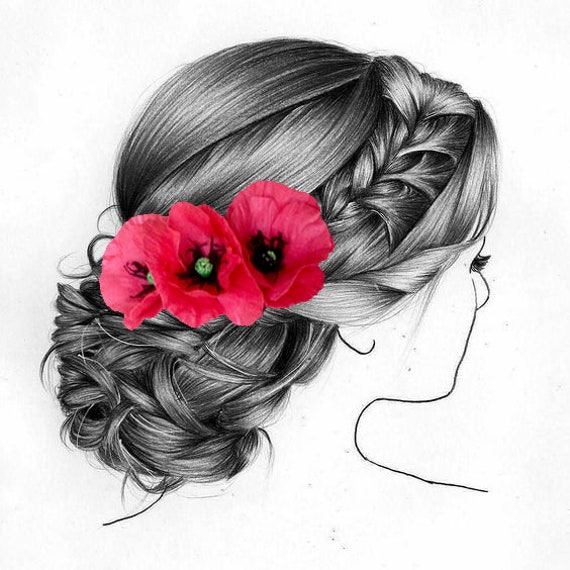 red flowers for hair wedding
