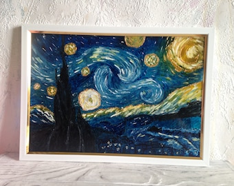 The Starry Night by Vincent van Gogh Reproduction Stained glass painting wall art Original art painting