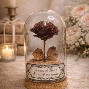 Houten huwelijksjubileumcadeau, personaliseerbaar label, 5 jaar huwelijk, cadeau-idee