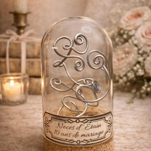 cadeau noces  d'étain, étiquette personnalisable, 10 ans de mariage, idée cadeau