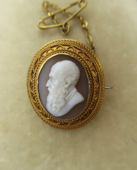 Antique Carved Shell Cameo With A Portrait Of A V… - image 7