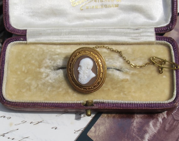 Antique Carved Shell Cameo With A Portrait Of A V… - image 4