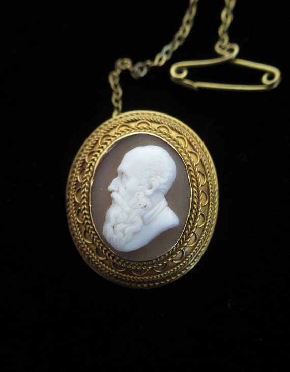 Antique Carved Shell Cameo With A Portrait Of A V… - image 2