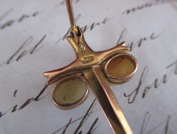 Rare Antique 9ct Gold & Opals Dagger Sword Brooch - image 10