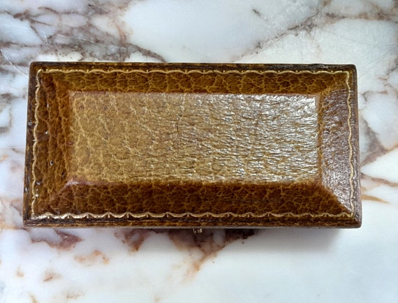 Antique Vintage Tooled Brooch Box British Jewelle… - image 8