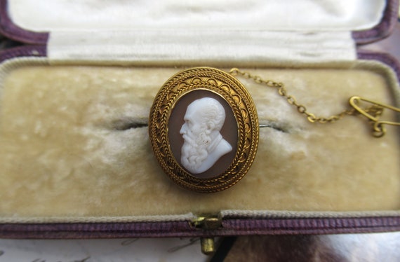 Antique Carved Shell Cameo With A Portrait Of A V… - image 3