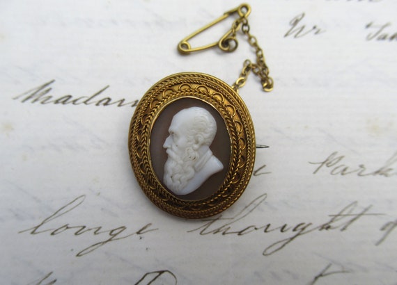 Antique Carved Shell Cameo With A Portrait Of A V… - image 6