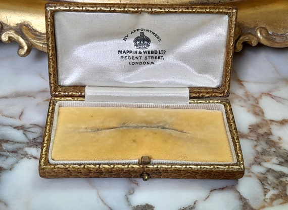Antique Vintage Tooled Brooch Box British Jewelle… - image 5