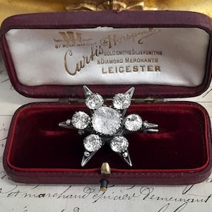 Antique Victorian Silver Paste Star Starburst Brooch-Birmingham Hallmark 1887