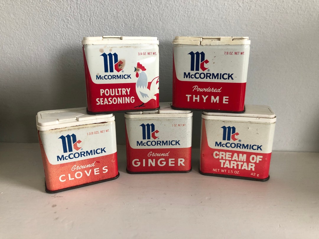 5 Vintage Mccormick Spice Tins Etsy