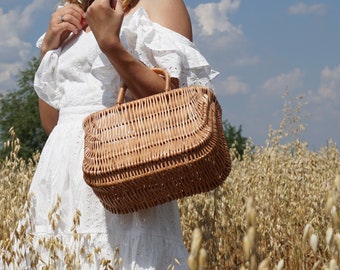 Small Wicker Handbag, Summer Beach Bag, Wicker Basket. personalized gift mom
