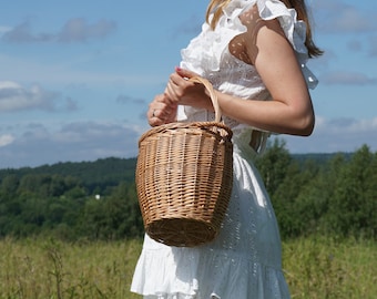 Jane Birkin Basket, Birkin Style Bag, Wicker Bag, Beach Bag, Wicker Basket,  Jane Birkin Basket Bag,Round Wicker Basket,Round Willow Basket
