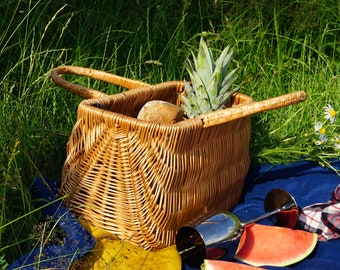Wicker Picnic Basket for two. Summer Large Handmade Basket. personalized gift mom
