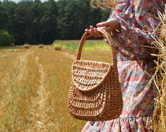 Wicker bag, Straw bag, Gondola basket bag, straw purse, market bag, sac de paille, Strohsack. personalized gift mom