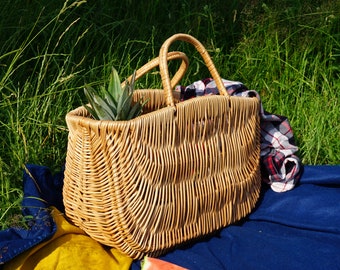 Picnic basket wine,  Wicker Picnic basket two, Hand woven basket, Picnic Basket for Two. personalized gift mom