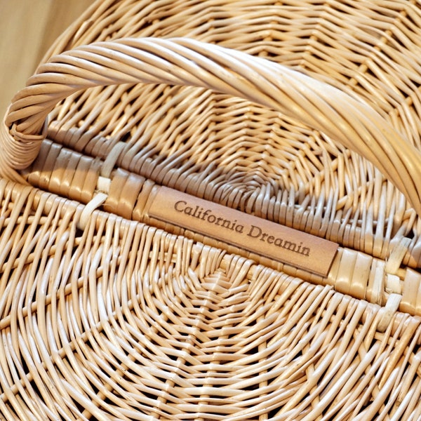 Picnic basket with lid,  Wicker Picnic basket two, Hand woven basket, Picnic Basket for Two. personalized gift mom