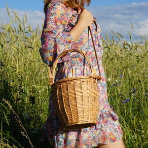 Koszyk wiklinowy Jane Birkin, torba w stylu Birkin, torba wiklinowa, torba plażowa, koszyk Brikin, ręcznie robiony, ze skórzanym uchwytem. spersonalizowany prezent dla mamy