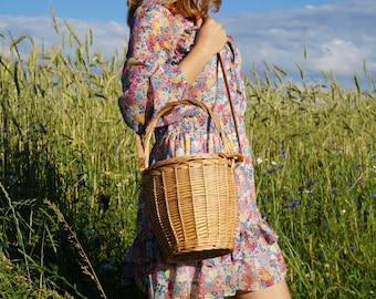 Jane Birkin Weidenkorb, Birkin Style Bag, Weidentasche, Strandtasche, Brikin Korb Handgemacht mit Ledergriff. personalisiertes Geschenk Mama