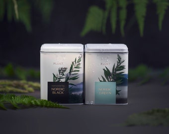 Gift tea set NORDIC | herbal tea | housewarming | black matte packaging | tea set | bagged teas | Nordic design | specialty tea | organic